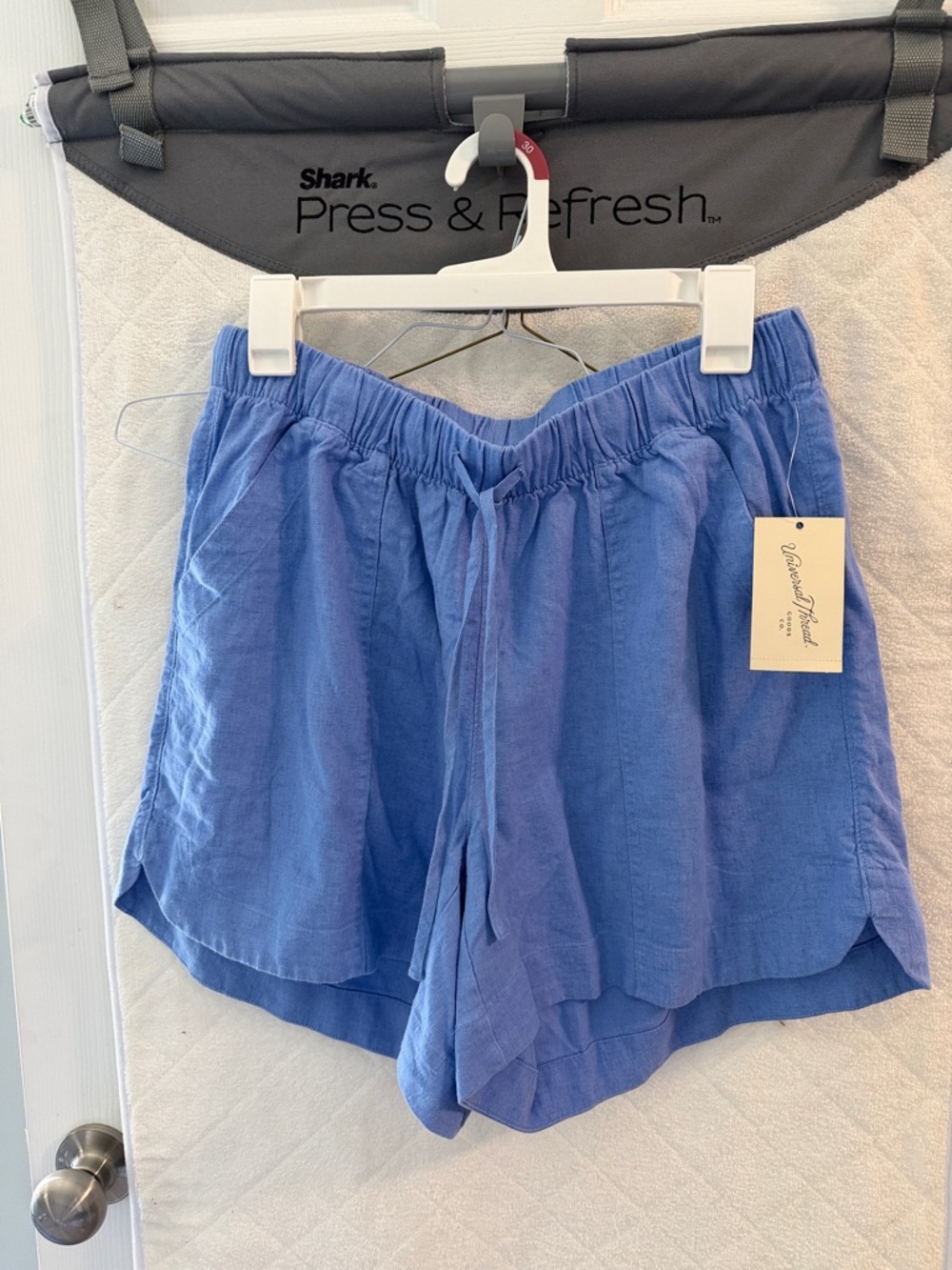 Universal Thread Blue Relaxed Linen Button-Up Shirt with Matching Shorts Set - Picture 2 of 4